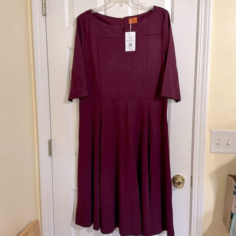 Size 18 Mady Crafts Plus Work and Meeting Dress Zip Back MIdi